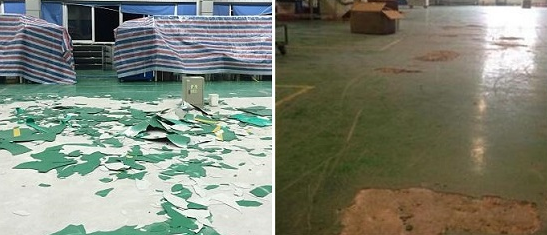 地坪脫落，劃痕、起殼